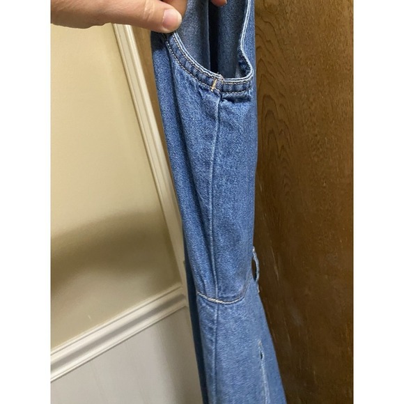 GV Gloria Vanderbilt Vintage Denim Lace Accent Sleeveless Button Maxi Dress Sz M - Picture 6 of 9